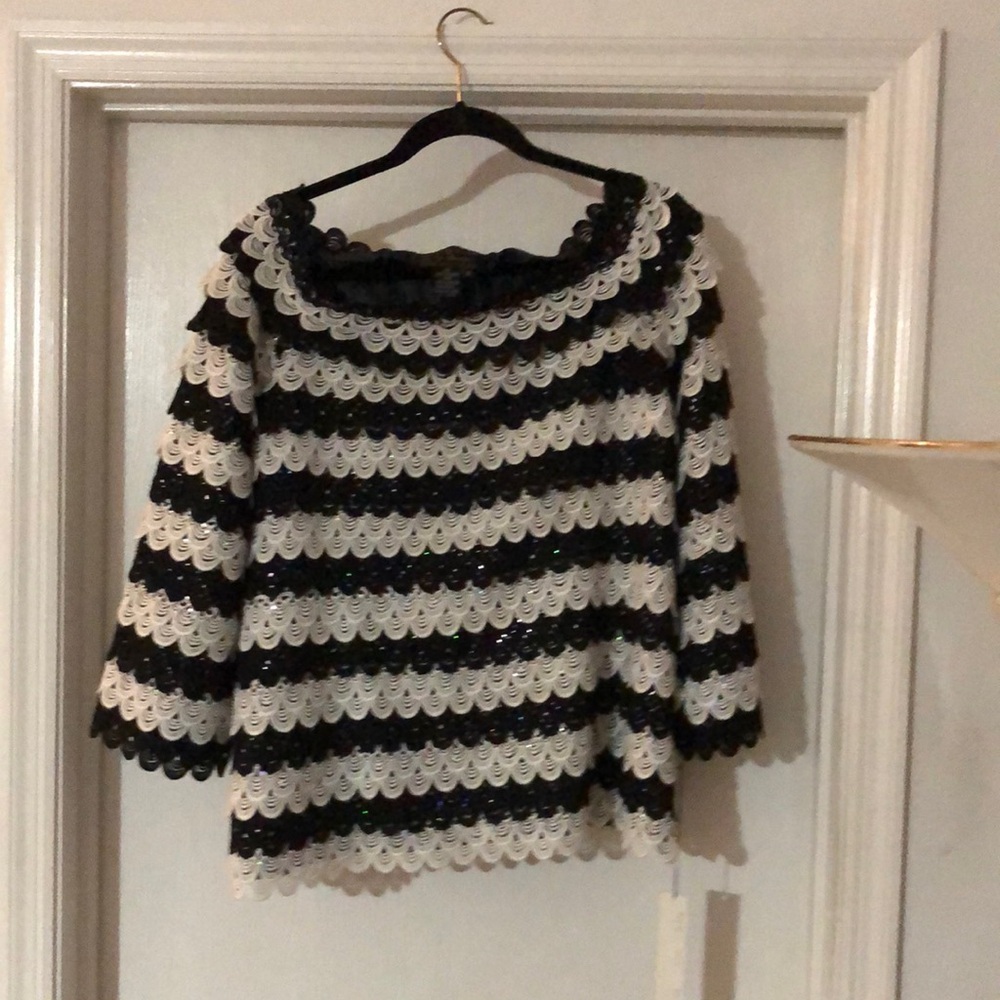 Black and White Striped Top and Skirt